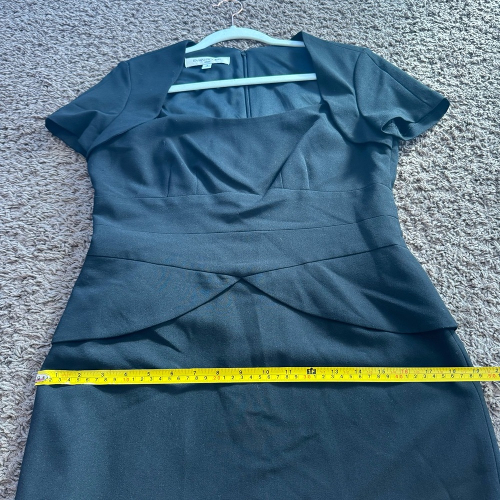EVAN-PICONE BLACK PEPLUM SHEATH DRESS SHORT SLEEVE SQUARE NECK SIZE 6 - Picture 10 of 10